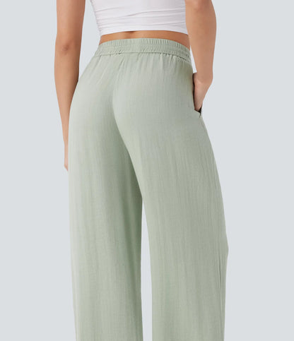 LUNA | Pantalón de Lino de Pierna Ancha con Cintura Alta
