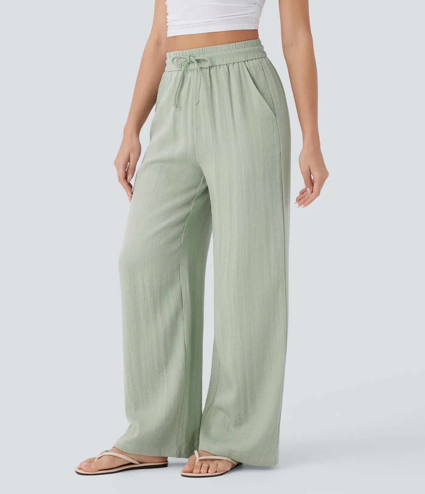 LUNA | Pantalón de Lino de Pierna Ancha con Cintura Alta