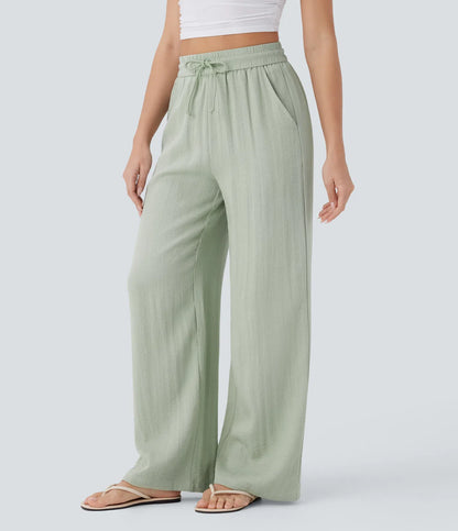 LUNA | Pantalón de Lino de Pierna Ancha con Cintura Alta