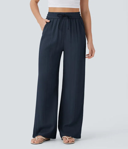 LUNA | Pantalón de Lino de Pierna Ancha con Cintura Alta