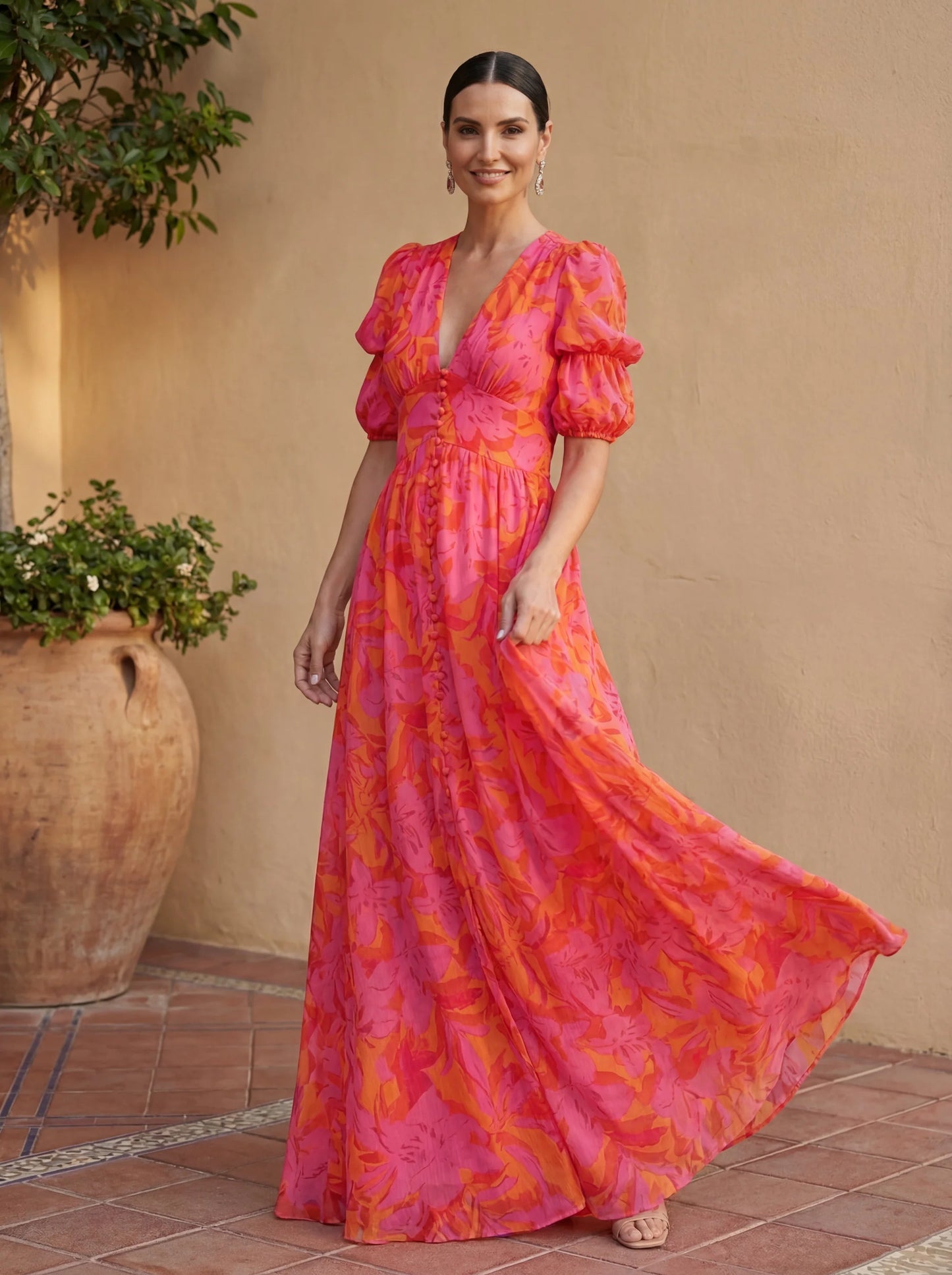 ROSABEL | Vestido Maxi Floral de Escote V