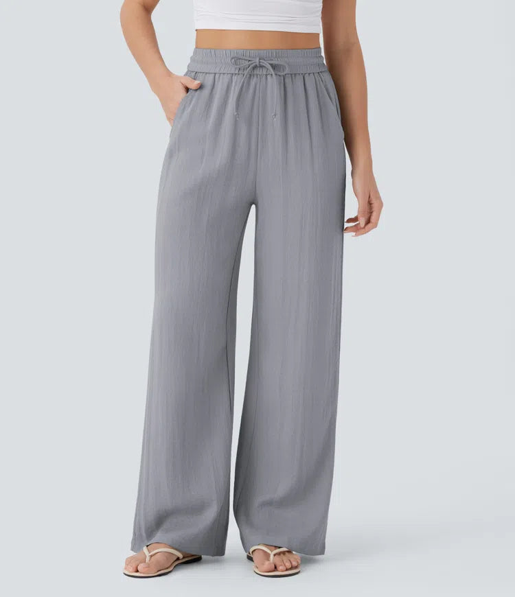 LUNA | Pantalón de Lino de Pierna Ancha con Cintura Alta