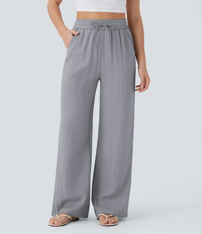 LUNA | Pantalón de Lino de Pierna Ancha con Cintura Alta