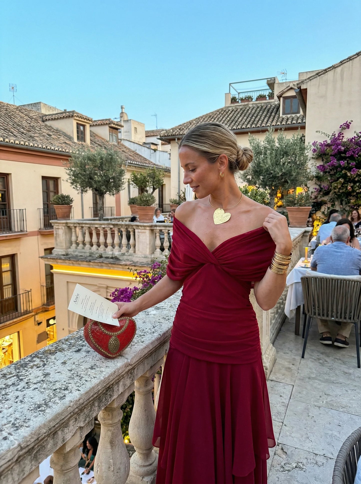 VALENTINA | Vestido Maxi de Tul con Escote Bardot y Falda Fluida