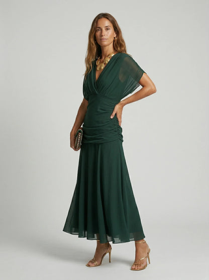 VALENTINA | Vestido Maxi de Tul con Escote Bardot y Falda Fluida