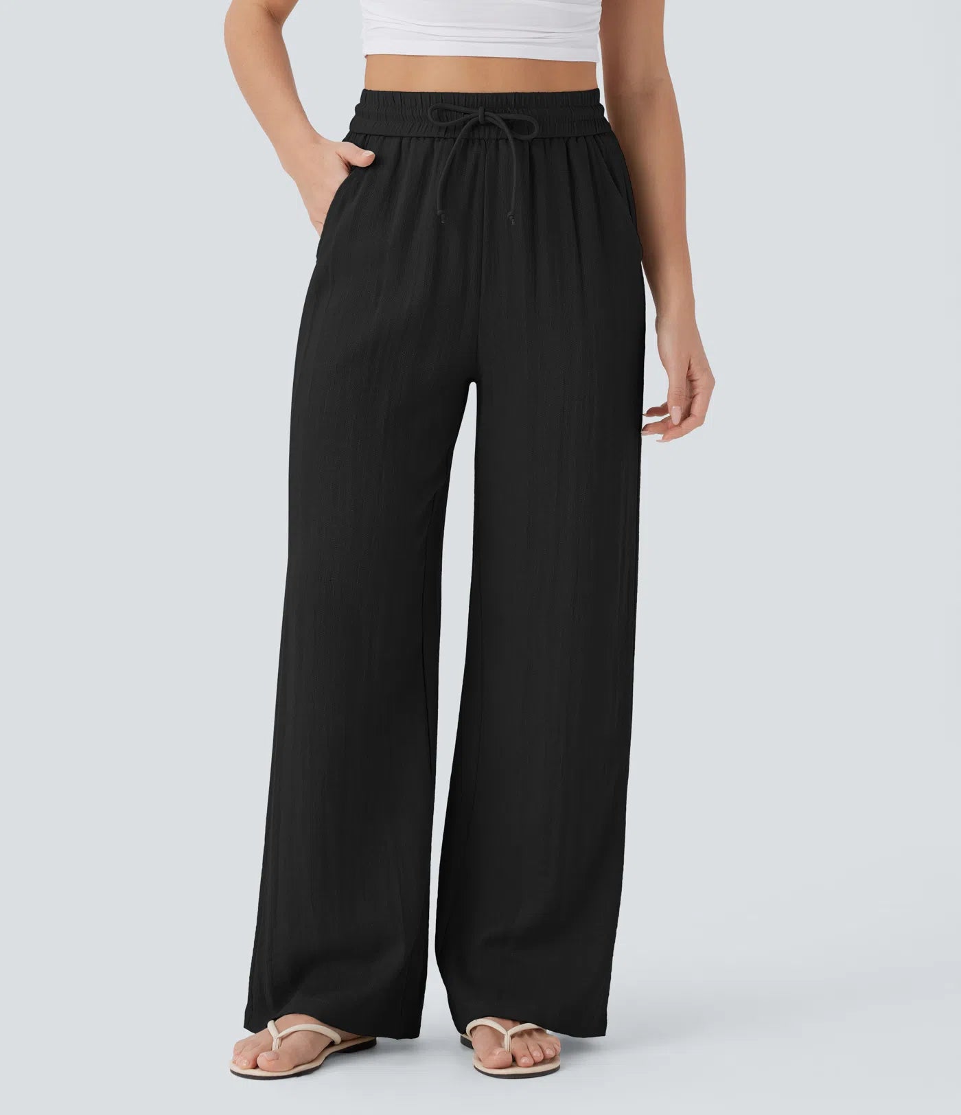 LUNA | Pantalón de Lino de Pierna Ancha con Cintura Alta