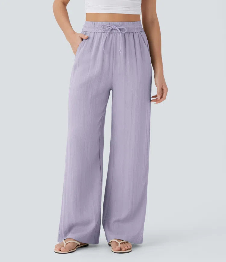 LUNA | Pantalón de Lino de Pierna Ancha con Cintura Alta