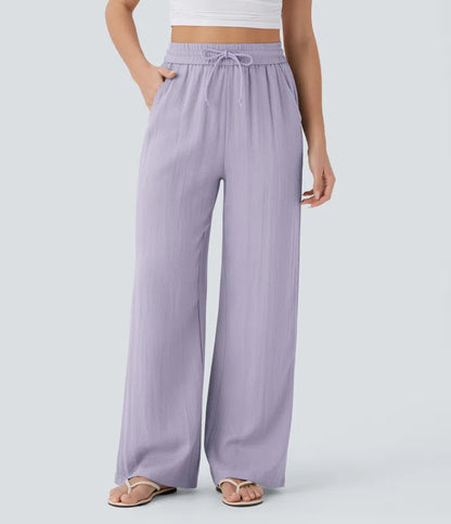 LUNA | Pantalón de Lino de Pierna Ancha con Cintura Alta