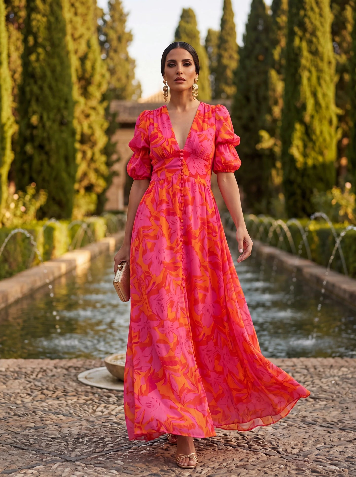 ROSABEL | Vestido Maxi Floral de Escote V
