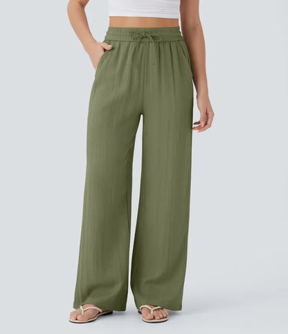 LUNA | Pantalón de Lino de Pierna Ancha con Cintura Alta